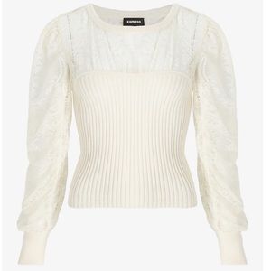 Express Lace Balloon Sleeve Sweater